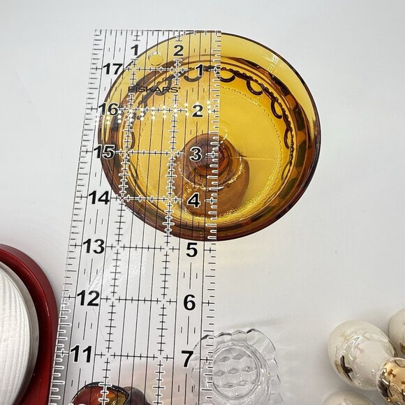 Vintage Amber Indiana Glass Thumbprint Carnival Crown Compote Candy Dish - Picture 5 of 10